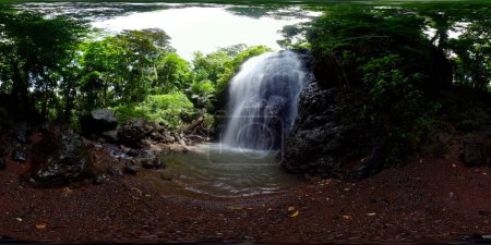 Beautiful waterfall in the rainforest. Palawan, Philippines, Balabac. 360 panorama VR.
