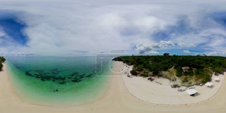 Photo for Tropical landscape with a beautiful beach top view. Bantayan island, Philippines. VR 360. - Royalty Free Image