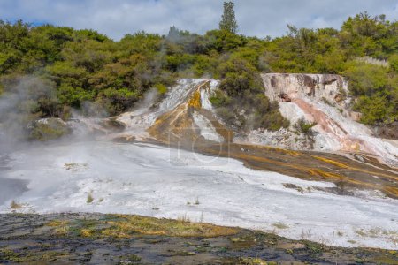 Photo for Geothermal coloured terraces in Orakei Korako dramatic landscape. - Royalty Free Image