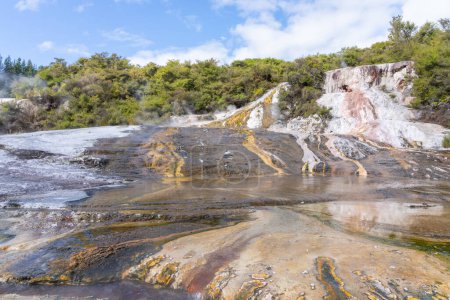 Photo for Geothermal coloured terraces in Orakei Korako dramatic landscape. - Royalty Free Image