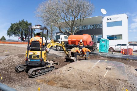 Foto de Tauranga Nueva Zelanda - Octubre. 2023; obras de infraestructura y excavación en la calle. - Imagen libre de derechos