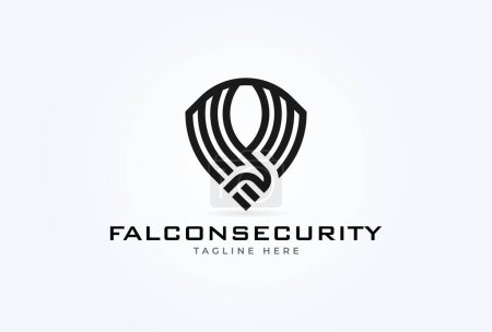 Ilustración de Escudo halcón seguridad protección logo diseño vector ilustración - Imagen libre de derechos