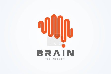 Ilustración de Logo del cerebro, logotipo del cerebro moderno con estilo de línea, plantilla de logotipo de diseño plano, ilustración vectorial - Imagen libre de derechos
