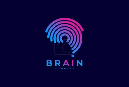 Ilustración de Logo del cerebro, logotipo del cerebro moderno con estilo de línea, plantilla de logotipo de diseño plano, ilustración vectorial - Imagen libre de derechos