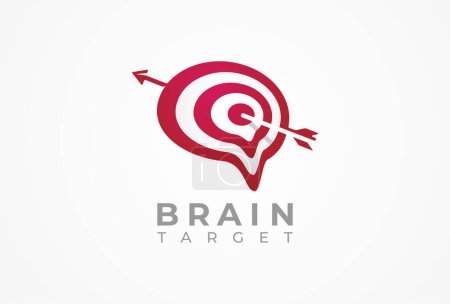 Illustration for Brain Logo, brain with arrow combination, usable for business and company logos, flat design logo template, vector illustration - Royalty Free Image