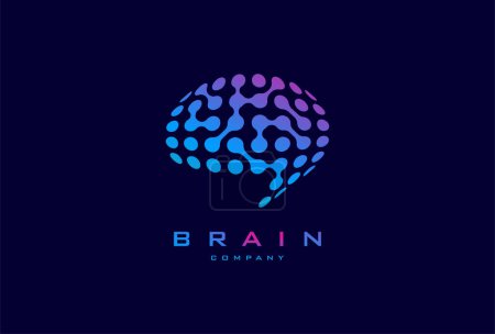 Illustration for Brain Technology Logo, modern brain logo style , usable for technology and company logos, flat design logo template, vector illustration - Royalty Free Image