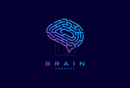 Illustration for Brain Logo, modern brain logo style, usable for technology and company logos, flat design logo template, vector illustration - Royalty Free Image