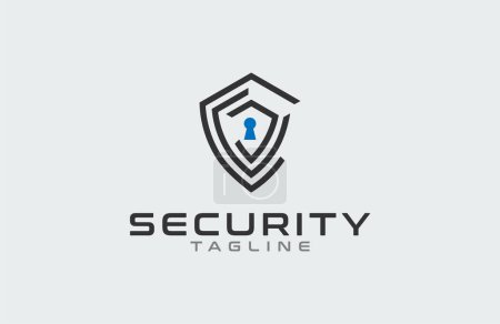 Sicherheitslogo, Schild mit digitaler Dreifach-C-Kombination, verwendbar für Marken- und Firmenlogo, Vektor-Illustration