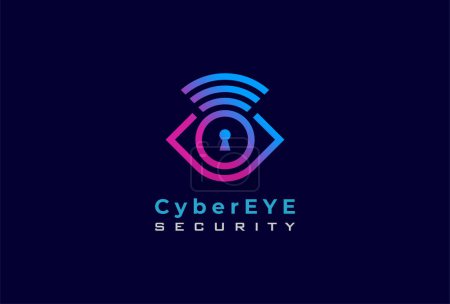 Illustration for Eye Logo, eye with keyhole and signal combination, usable for technology and security company logos, vector illustration - Royalty Free Image