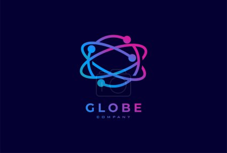 Illustration for Globe Technology Logo Design, world globe logo template, usable for technology and company logos, vector illustration - Royalty Free Image