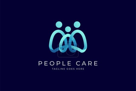 Illustration for People logo design, caring people hold each other Logo template, vector illustration - Royalty Free Image