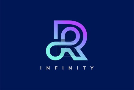 Téléchargez les illustrations : Logo initial R Infinity, lettre R avec combinaison d'icônes infinies, adapté à la technologie, à la marque et à l'élément de modèle de logo de l'entreprise - en licence libre de droit
