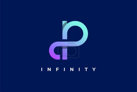 Ilustración de Logo inicial de P Infinity, letra P con combinación de iconos infinito, adecuado para tecnología, marca y elemento de plantilla de logotipo de la empresa - Imagen libre de derechos