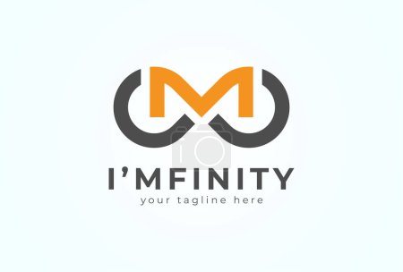 Téléchargez les illustrations : Logo Infinity, lettre M avec combinaison d'icônes infinies, adapté à la technologie, logo de la marque et de l'entreprise, illustration vectorielle - en licence libre de droit