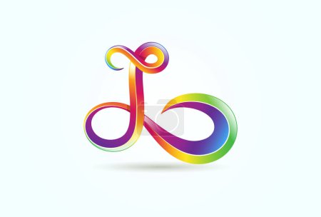 Ilustración de Logotipo inicial abstracto L Infinity, letra L degradada y combinación de dos iconos infinito, adecuado para la tecnología, logotipos de marca y empresa, ilustración vectorial - Imagen libre de derechos