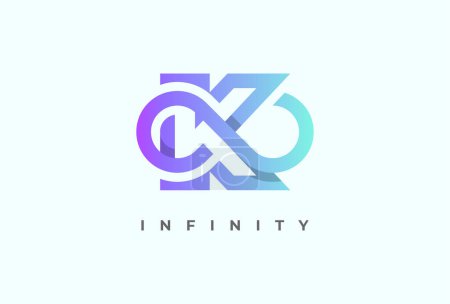 Téléchargez les illustrations : Logo initial K Infinity, lettre K avec combinaison d'icônes infinies, adapté à la technologie, logos de marque et d'entreprise, illustration vectorielle - en licence libre de droit