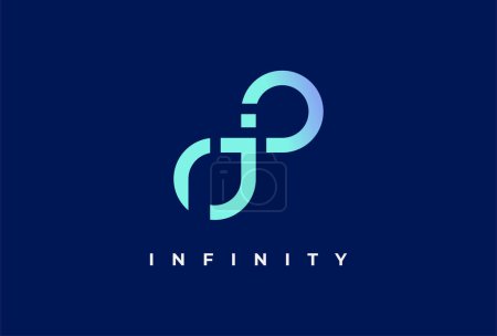Illustration for Letter J Infinity Logo design, suitable for technology, brand and company logo, vector illustration - Royalty Free Image