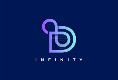 Ilustración de Infinity Logo, Letter D with Infinity combination, suitable for technology, brand and company logos template, vector illustration - Imagen libre de derechos