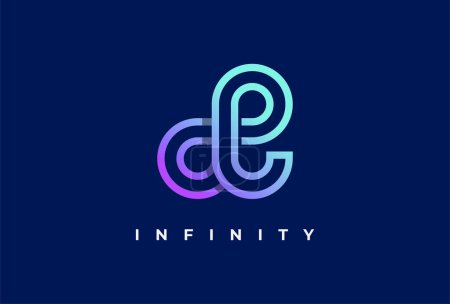 Illustration for Letter E Infinity Logo design, suitable for technology, brand and company logo template, vector illustration - Royalty Free Image