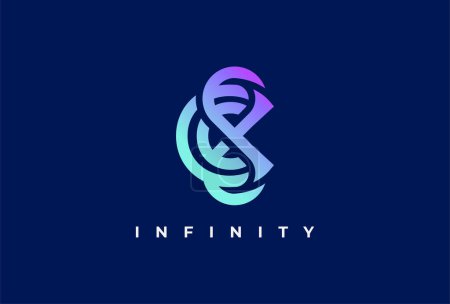 Ilustración de Infinity Logo, Letter C with Infinity combination, suitable for technology, brand and company logo design template, vector illustration - Imagen libre de derechos