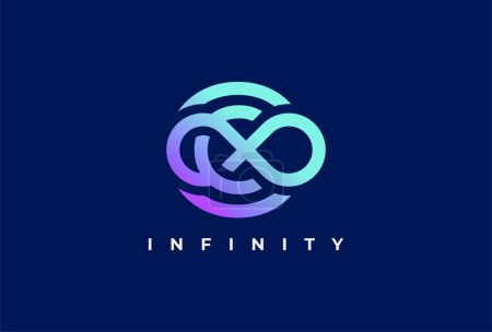 Ilustración de Letter C Infinity Logo design. suitable for technology, brand and company logo design template, vector illustration - Imagen libre de derechos