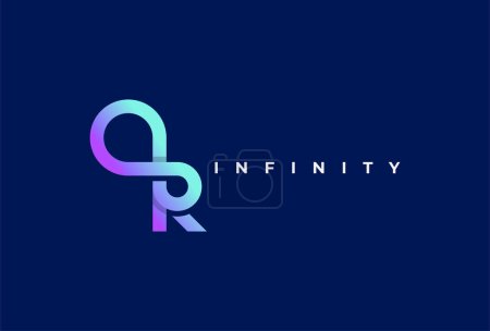 Téléchargez les illustrations : Logo Infinity, lettre R avec combinaison Infinity, adapté à la conception de logos de technologie, de marque et d'entreprise. illustration vectorielle - en licence libre de droit