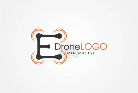 Illustration for Initial E drone logo, letter E with drone combination, minimalistic drone style logo, usable for technology, security, commuity and company logos - Royalty Free Image