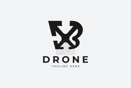 Ilustración de Logo Drone, Letra B con combinación de drones, plantilla de logotipo de diseño plano, ilustración vectorial - Imagen libre de derechos