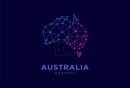 Téléchargez les illustrations : Australia Map Logo, logo moderne avec style technologique, utilisable pour la technologie et les logos d'entreprise - en licence libre de droit