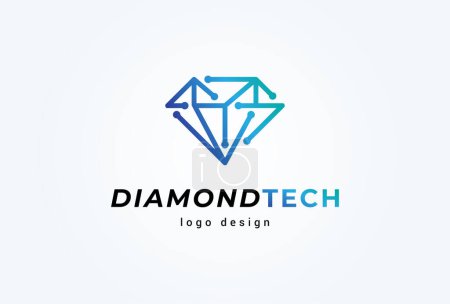 Illustration for Diamond tech logo, diamond with technology style logo design, vector illustration - Royalty Free Image