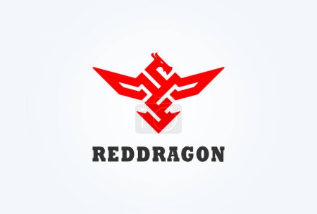 Illustration for Dragon Logo, modern dragon logo with red color, Flat Vector Logo Design Template, vector illustration - Royalty Free Image
