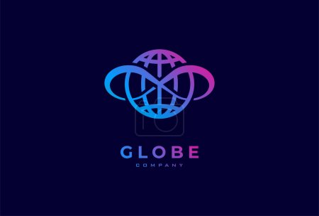 Téléchargez les illustrations : Globe Logo Design, globe avec combinaison infinie, utilisable pour la technologie et les logos d'entreprise, illustration vectorielle. - en licence libre de droit