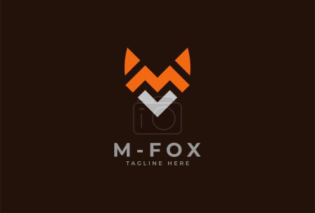 Téléchargez les illustrations : Lettre initiale M Logo Fox, lettre M formant la combinaison tête de renard, illustration vectorielle. - en licence libre de droit