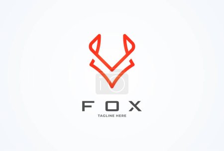 Illustration for Initial Letter V Fox logo, minimalist fox head with letters V M combination, vector illustration - Royalty Free Image