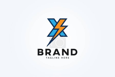 Ilustración de Initial Letter X Thunder Logo, letter X with thunder bolt icon combination isolated on white background, Flat style Logo Design Template element, vector illustration - Imagen libre de derechos