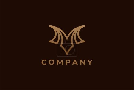 Illustration for Initial M logo. Elegant Letter M in gold color. usable for brand and business logos. flat design logo template element. vector illustration - Royalty Free Image