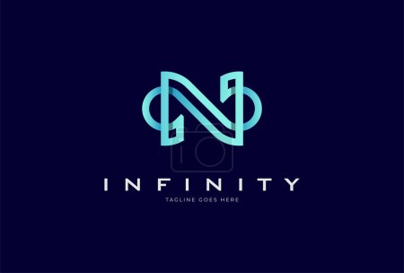 Ilustración de Logo inicial N Infinity. letra N con combinación infinita. utilizable para la tecnología y logotipos de la empresa. ilustración vectorial - Imagen libre de derechos