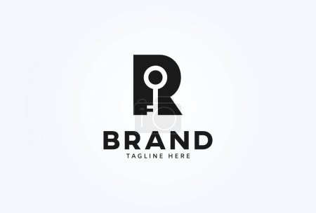 Ilustración de Logotipo inicial de R Key. letra R con llave adentro. adecuado para los logotipos de la empresa y de bienes raíces. ilustración vectorial - Imagen libre de derechos