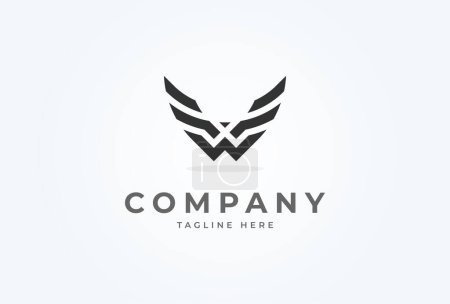 Illustration for Initial W Wings logo. modern and minimalist letter W with Wings design logo. vector illustration - Royalty Free Image