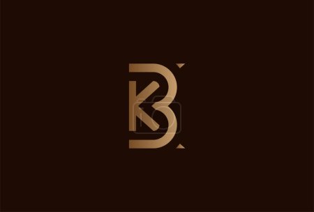 Téléchargez les illustrations : Initiales KB ou logo BK. logo monogramme combinaison de conception de lettres B et K en couleur or. utilisable pour les logos de marque et d'affaires. élément de modèle de logo design plat. illustration vectorielle - en licence libre de droit