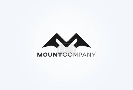 Illustration for Letter M Mountain logo. modern mountain with letter M combination. Flat Vector Logo Design Template. vector illustration - Royalty Free Image