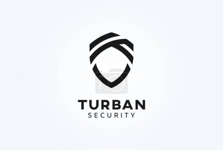 Illustration for Turban Logo. turban and shield combination. flat design logo template. vector illustration - Royalty Free Image