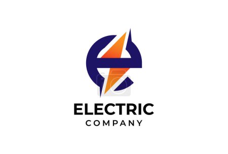 Illustration for Letter E Electric Logo, Letter E and thunder bolt combination, Flat Design Logo Template, vector illustration - Royalty Free Image