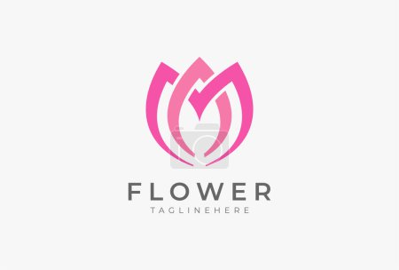 Ilustración de Logotipo de la flor, la letra am que forma una flor, utilizable para el cuidado de la belleza y logotipos de la empresa, ilustración vectorial - Imagen libre de derechos