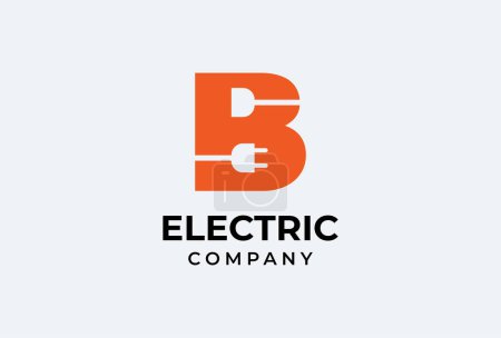 Téléchargez les illustrations : Lettre initiale B Logo électrique, modèle de logo design plat, illustration vectorielle - en licence libre de droit