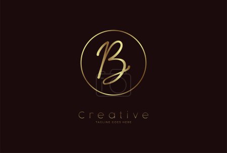 Ilustración de Logo inicial B. letra B dibujada a mano en círculo con color oro. utilizable para los negocios. logotipos personales y de empresa. ilustración vectorial - Imagen libre de derechos