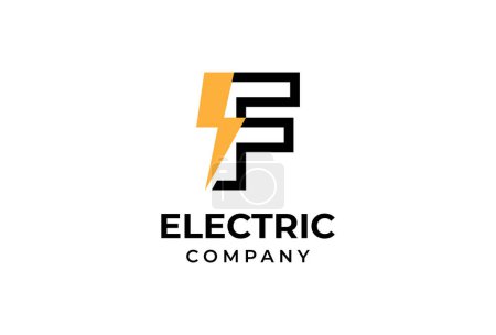 Illustration for Electric Logo. abstract letter F with thunder bolt inside, electric design logo template, vector illustration - Royalty Free Image