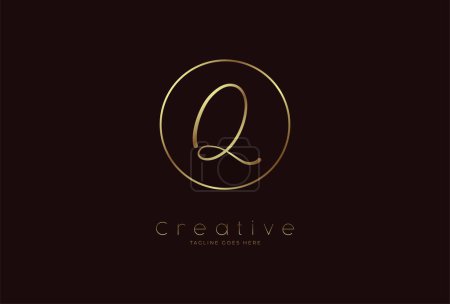 Ilustración de Logo inicial Q. letra Q dibujada a mano en círculo con color oro. utilizable para los negocios. logotipos personales y de empresa. ilustración vectorial - Imagen libre de derechos