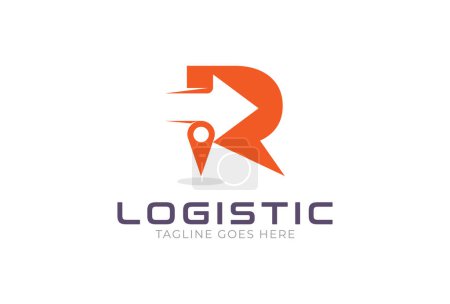 Illustration for Initial R Logo, letter R with with arrow and point combination, Usable for Business and logistic Logos, Flat Vector Logo Design Template, vector illustration - Royalty Free Image
