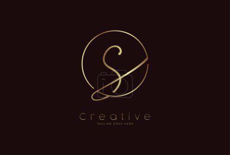 Illustration for Initial S Logo. hand drawn letter S in circle with gold colour. usable for business. personal and company logos. vector illustration - Royalty Free Image